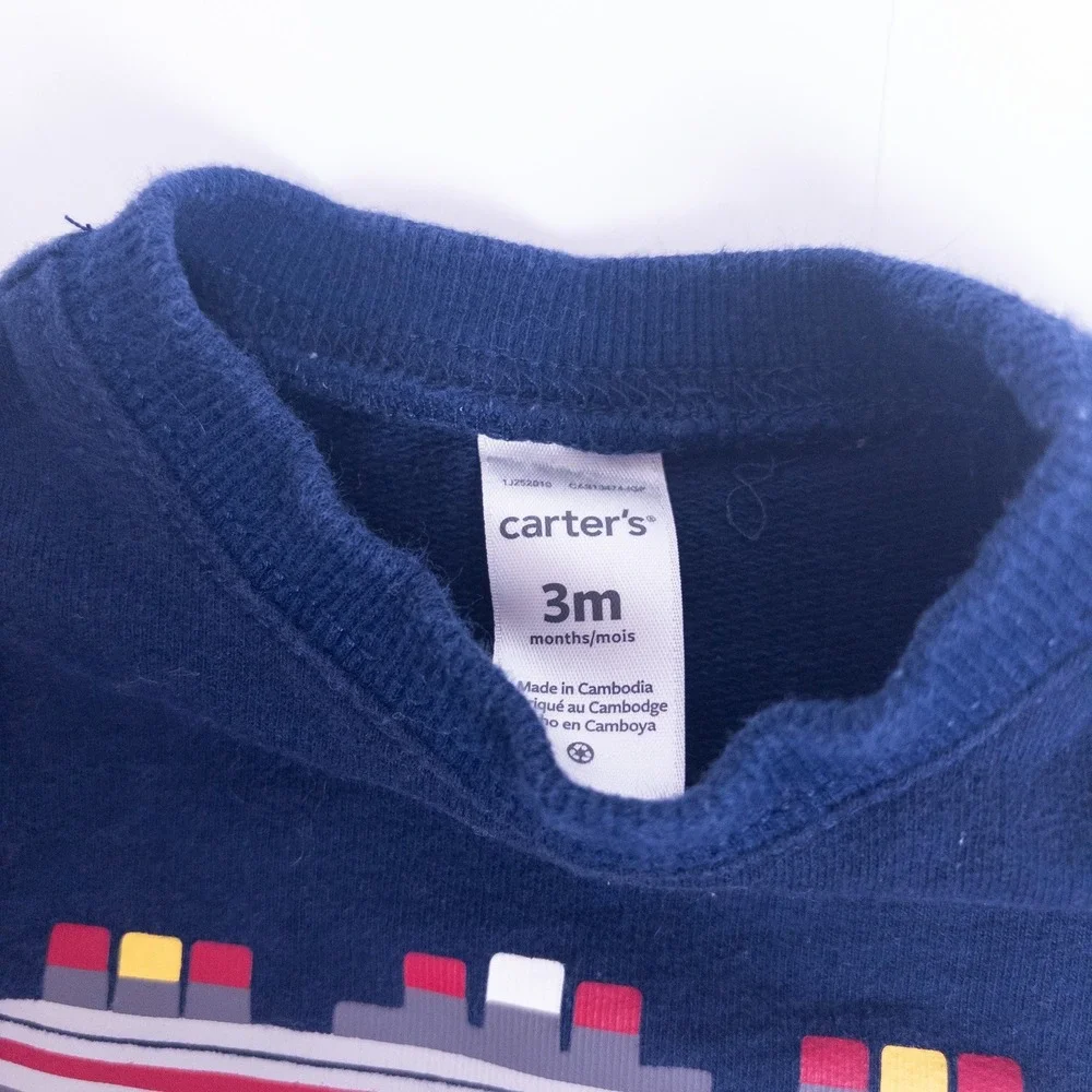 Carter's Fire Truck Sweatshirt Jogger Set Navy Red Baby Boy 3 Months